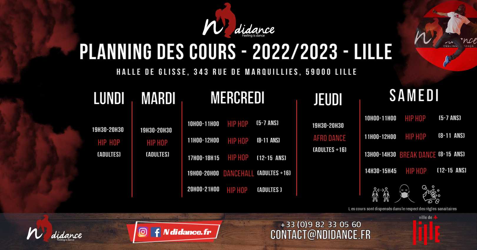 PLanning cours Ecole N'di Dance - Lille