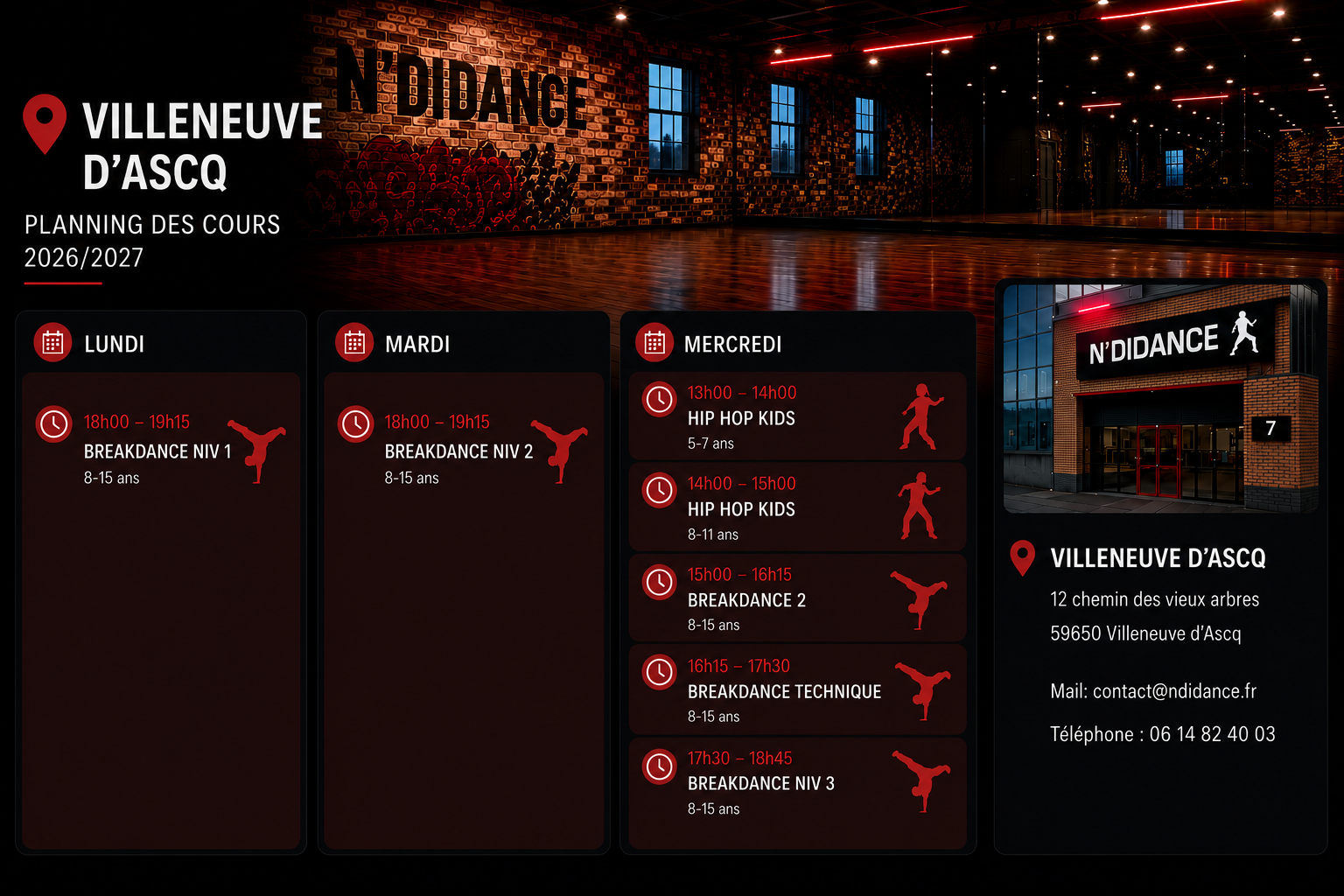 Planning NDI Dance VILLENEUVE D'ASCQ 2024/2025