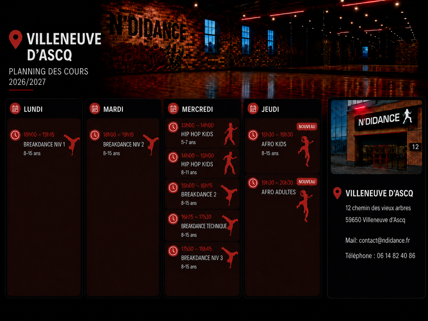 Planning NDI Dance VILLENEUVE D'ASCQ 2024/2025